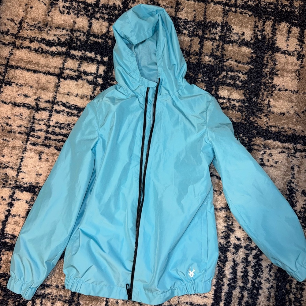 Blue Hooded Rain Jacket
